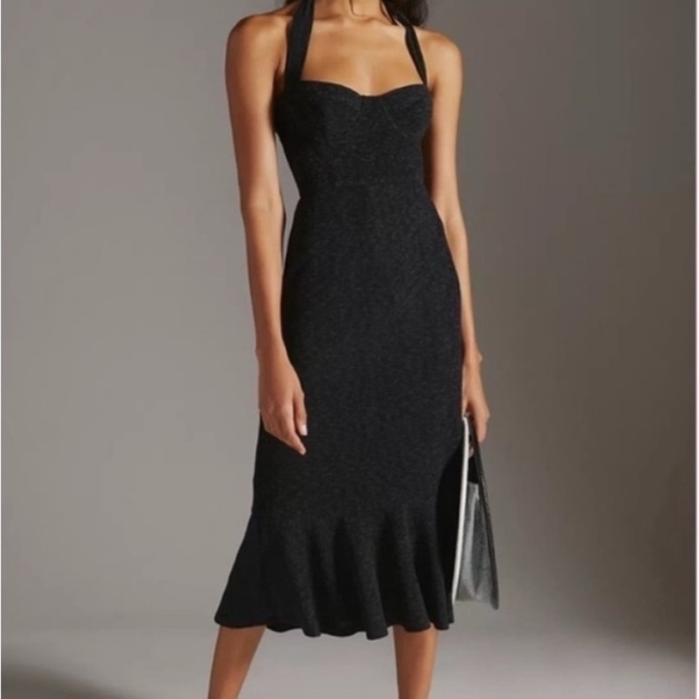 Hutch Black Halter Corset Midi Dress
